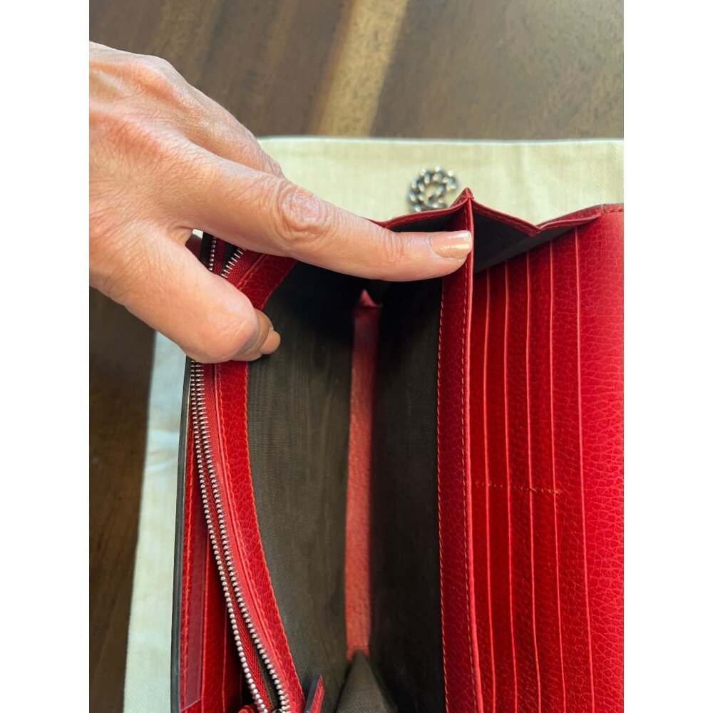 Gucci Dionysus Red Leather Crossbody Wallet With Chain Strap & Snake Buckle Deta - Picture 9 of 14
